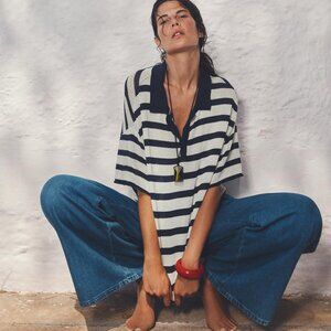 ZARA NWT STRIPED KNIT POLO SHIRT M